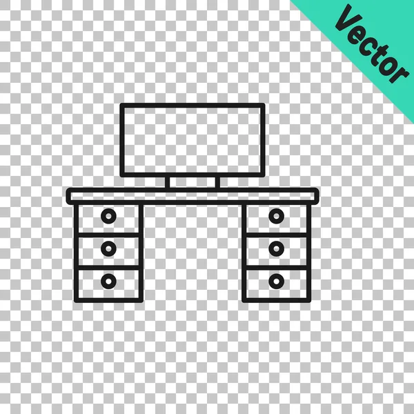 Black line Office Schreibtischsymbol isoliert auf transparentem Hintergrund. Vektor — Stockvektor