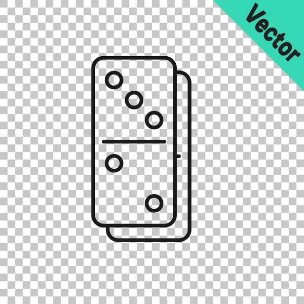 Black Line Domino Symbol isoliert auf transparentem Hintergrund. Vektor — Stockvektor