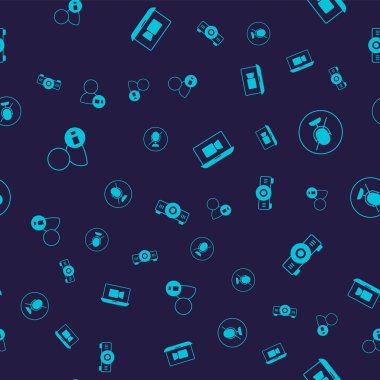 Video sohbet konferansı, Dilsiz mikrofon, ve Film, film, medya projektörü ayarlayın. Vektör