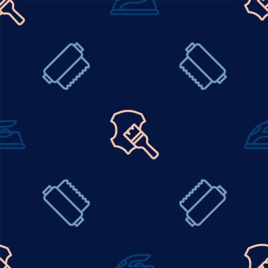 Elektrik demirini, tekstil kumaşı rulosunu ve deriyi pürüzsüz desene ayarlayın. Vektör