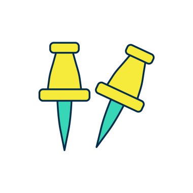 Doldurulmuş outline Push pin simgesi beyaz arkaplanda izole edildi. Raptiye işareti. Vektör