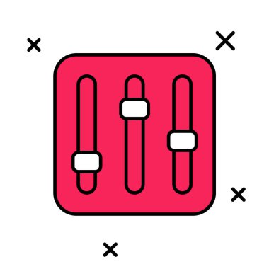 Doldurulmuş ses düzenleyici simgesi beyaz arkaplanda izole edildi. DJ ekipman kaydırma düğmeleri. Konsol karıştırılıyor. Vektör