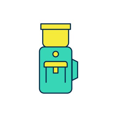 Beyaz arka planda izole edilmiş elektirikli kahve öğütücü ikonu. Vektör