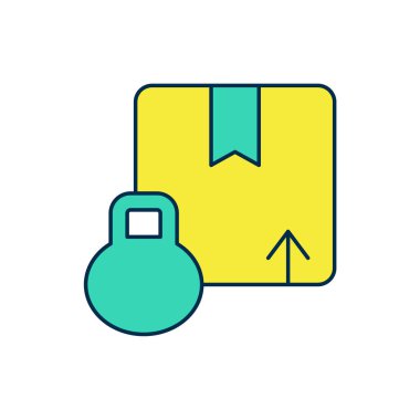 Doldurulmuş karton kutu simgesi beyaz arkaplanda izole edildi. Kutu, paket, paket işareti. Teslimat ve ambalaj. Vektör