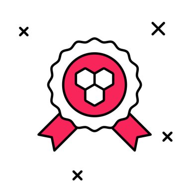 Doldurulmuş özet bal ödülü simgesi beyaz arkaplanda izole edildi. Bal madalyası. Vektör