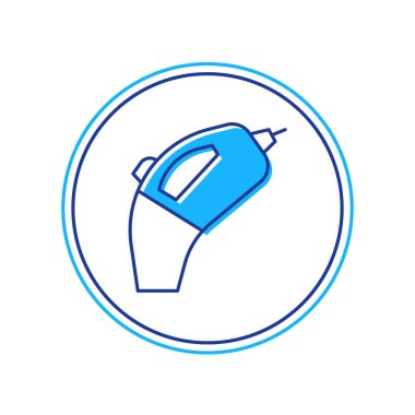 Doldurulmuş portatif elektrikli süpürge simgesi beyaz arkaplanda izole edildi. Vektör