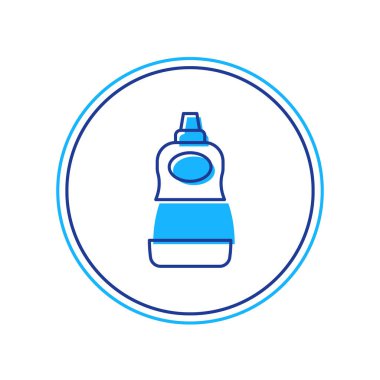 Beyaz arka planda izole edilmiş bulaşık deterjanı ikonu. Bulaşık yıkamak için sıvı deterjan. Vektör