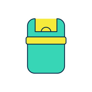 Doldurulmuş çöp kutusu simgesi beyaz arkaplanda izole edildi. Çöp kutusu tabelası. Sepet simgesini geri dönüştür. Ofis çöpü ikonu. Vektör