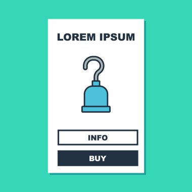 Doldurulmuş Korsan kancası simgesi turkuaz arka planda izole edildi. Mutlu Cadılar Bayramı Partisi. Vektör