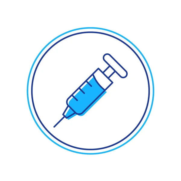 Gefüllte Umrisse Spritze Symbol isoliert auf weißem Hintergrund. Spritze für Impfstoff, Impfung, Injektion, Grippeimpfung. Medizinische Geräte. Vektor — Stockvektor
