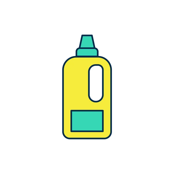 Gefüllte Umrisse Plastikflasche für Waschmittel, Bleichmittel, Spülmittel oder ein anderes Putzmittel, isoliert auf weißem Hintergrund. Vektor — Stockvektor