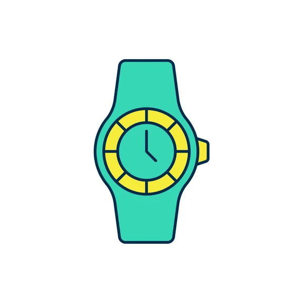 Gefüllte Umrisse Armbanduhr-Symbol isoliert auf weißem Hintergrund. Armbanduhr-Symbol. Vektor — Stockvektor