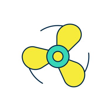 Ana hatlı tekne pervanesi, türbin simgesi beyaz arkaplanda izole edilmiş. Vektör