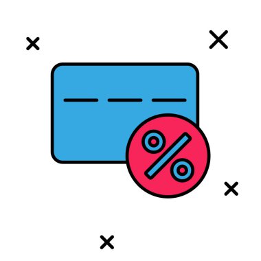 İndirim kartı doldurulmuş ve beyaz arkaplanda yüzde ikon izole edilmiş. Sadakat puanı kartı. Vektör