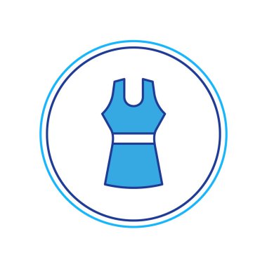 Doldurulmuş kadın giysi simgesi beyaz arkaplanda izole edildi. Kıyafet tabelası. Vektör