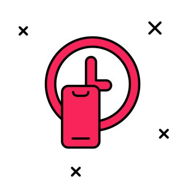 Doldurulmuş ana hatlar saat başı dağıtım simgesi beyaz arkaplanda izole edilmiş. Vektör