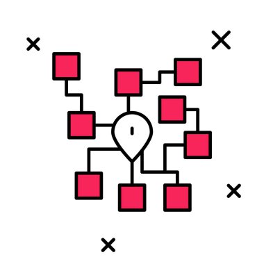 Doldurulmuş Nöral Ağ simgesi beyaz arkaplanda izole edildi. Yapay zeka yapay zekası. Vektör