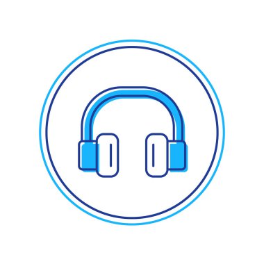 Doldurulmuş dış hat kulaklık simgesi beyaz arkaplanda izole edildi. Kulaklıklar. Müzik, hizmet, iletişim ve operatör konsepti. Vektör