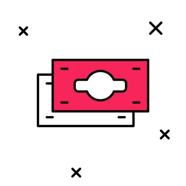 Doldurulmuş kağıt yığınları para para ikonu beyaz arka planda izole. Para desteleri. Para birimi. Vektör