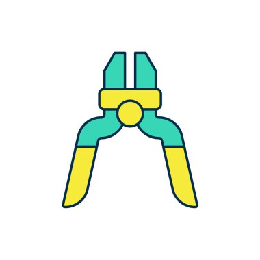 Doldurulmuş pense aracı simgesi beyaz arkaplanda izole edildi. Pense endüstriyel mekanik su tesisatında çalışıyor. Vektör