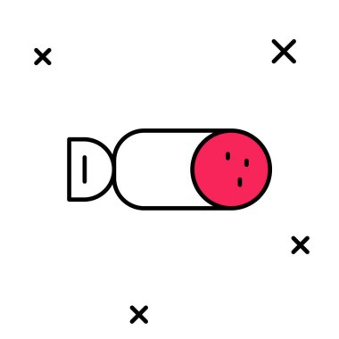 Doldurulmuş salam sosis simgesi beyaz arkaplanda izole edildi. Et şarküteri ürünü. Vektör