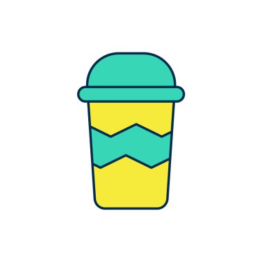 Beyaz arka planda izole edilmiş bir şekilde kahve bardağını doldurdum. Vektör