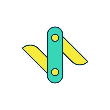 Beyaz arka planda izole edilmiş çizgili İsviçre ordu bıçak ikonu. Çoklu alet, çok amaçlı çakı. Çok fonksiyonlu bir alet. Vektör