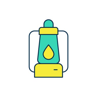 Beyaz arkaplanda izole edilmiş ana hatlı kamp feneri simgesi. Vektör