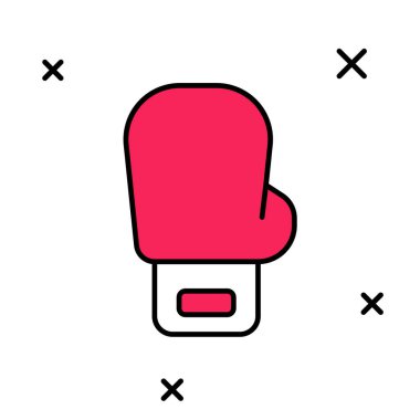 Doldurulmuş boks eldiveni simgesi beyaz arkaplanda izole edildi. Vektör