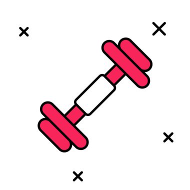 Doldurulmuş Dumbbell simgesi beyaz arkaplanda izole edildi. Kas kaldırma, fitness halteri, spor malzemeleri. Vektör