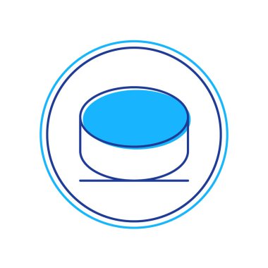 Doldurulmuş ana hatlı Hokey Diski simgesi beyaz arkaplanda izole edildi. Vektör