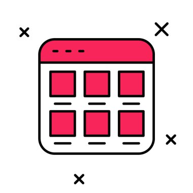 Beyaz arkaplanda izole edilmiş çevrimiçi ekran simgesi alışverişi. Konsept e-ticaret, e-ticaret, online iş pazarlama. Vektör