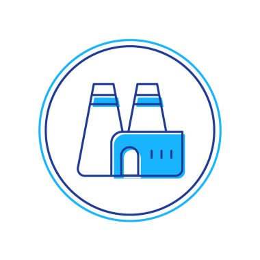 Doldurulmuş fabrika yapım ikonu beyaz arka planda izole edildi. Endüstriyel bina. Vektör