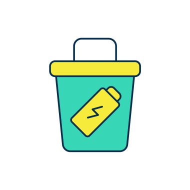 Doldurulmuş çöp kutusu simgesi beyaz arkaplanda izole edildi. Çöp kutusu tabelası. Sepet simgesini geri dönüştür. Ofis çöpü ikonu. Vektör