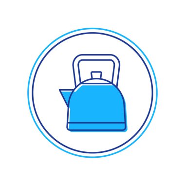Kettle ana hatlarıyla doldurulmuş beyaz arkaplanda izole edilmiş simge. Çaydanlık ikonu. Vektör