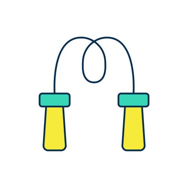 Beyaz arkaplanda izole edilmiş ana hatlı atlama ipi simgesi. İp atlıyorum. Spor malzemeleri. Vektör