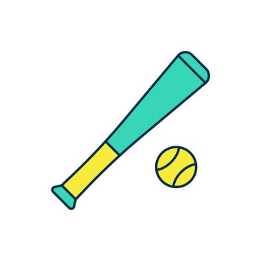 Beyzbol sopasıyla doldurulmuş ve beyaz zemin üzerinde top ikonu var. Vektör