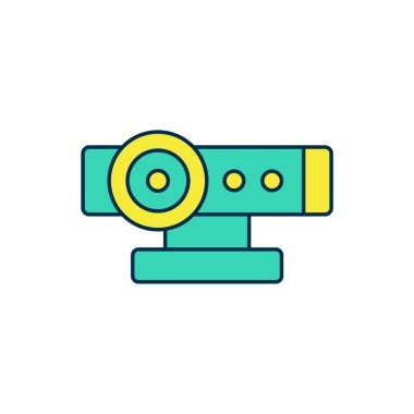 Doldurulmuş web kamera simgesi beyaz arkaplanda izole edildi. Sohbet kamerası. Web kamerası simgesi. Vektör