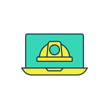 Taslak çizili İşçi Kaskı simgesi beyaz arkaplanda izole edildi. Vektör