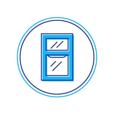 Beyaz arkaplanda izole edilmiş oda simgesindeki ana hatlı pencere. Vektör