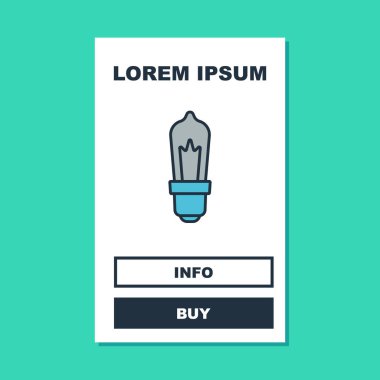 Ana hatlı ampul, turkuaz arka planda izole edilmiş fikir ikonu kavramı ile dolduruldu. Enerji ve fikir sembolü. İlham konsepti. Vektör