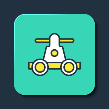 Draisine marka el arabası bisiklet taşıma ikonu mavi arka planda izole edildi. Turkuaz kare düğme. Vektör