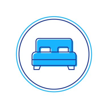 Beyaz arka planda izole edilmiş iki ya da bir kişi için büyük yatak. Vektör