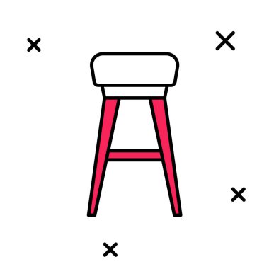 Beyaz arkaplanda izole edilmiş ana hatlı sandalye simgesi. Vektör