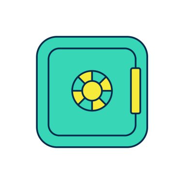 Doldurulmuş Güvenli simge beyaz arkaplanda izole edildi. Kapı, şifreli bir banka kasası. Güvenilir Veri Koruma. Vektör