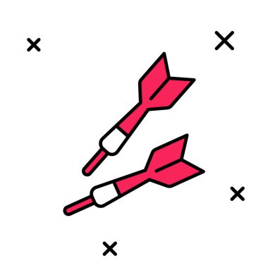 Doldurulmuş Dart ok simgesi beyaz arkaplanda izole edildi. Vektör