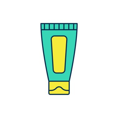 Beyaz arkaplanda izole edilmiş ana hatlı krem ya da losyon kozmetik tüp ikonu. Kadınlar için vücut bakım ürünleri. Vektör