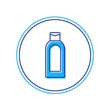 Beyaz arka planda izole edilmiş şampuan ikonu ana hatlarıyla dolu. Vektör