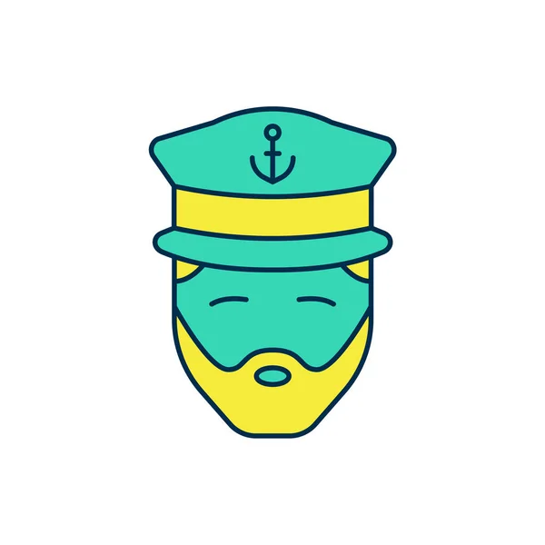 Filled outline Captain of ship icon isolated on white background. Travel tourism nautical transport. Voyage passenger ship, cruise liner. Vector — 图库矢量图片