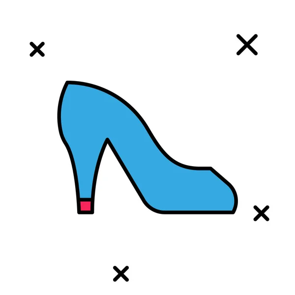 Filled outline Woman shoe with high heel icon isolated on white background. Vector — Stock Vector